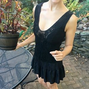 Free People black lace overlay cocktail dress